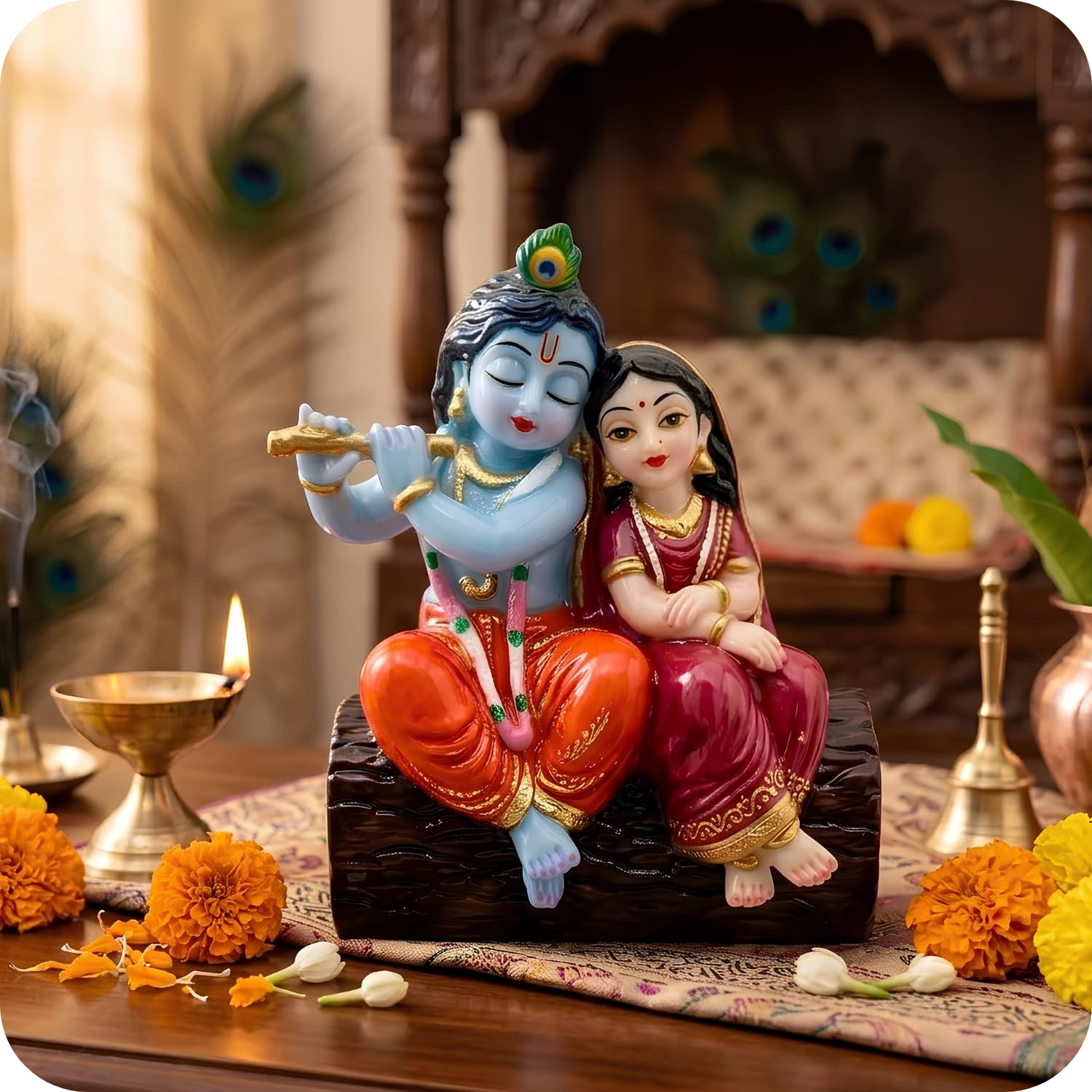 Radha Krishna Idol for Car Dashboard