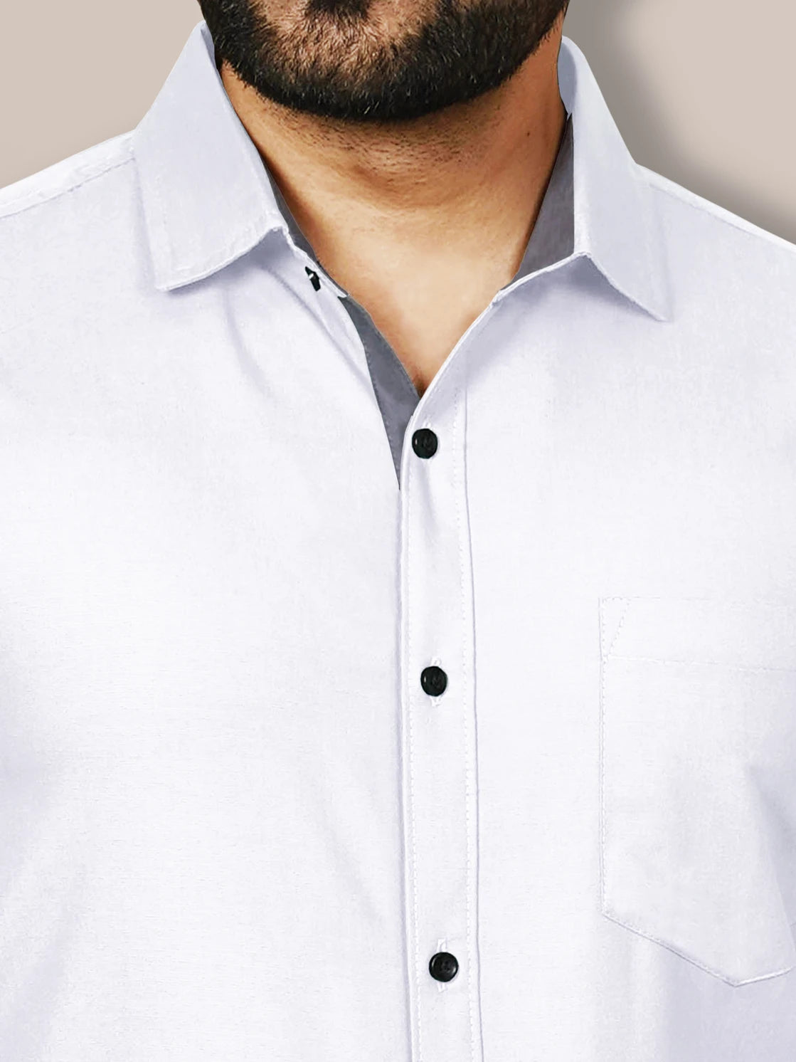 Men Regular Fit Solid Button Down Collar Formal Shirt