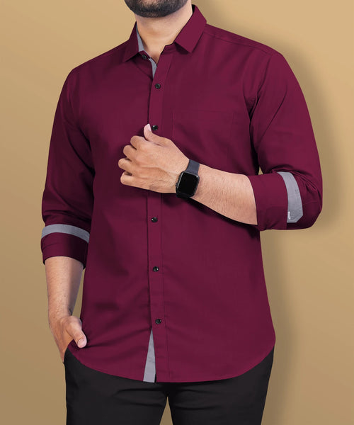 Men Regular Fit Solid Spread Collar Casual Shirt