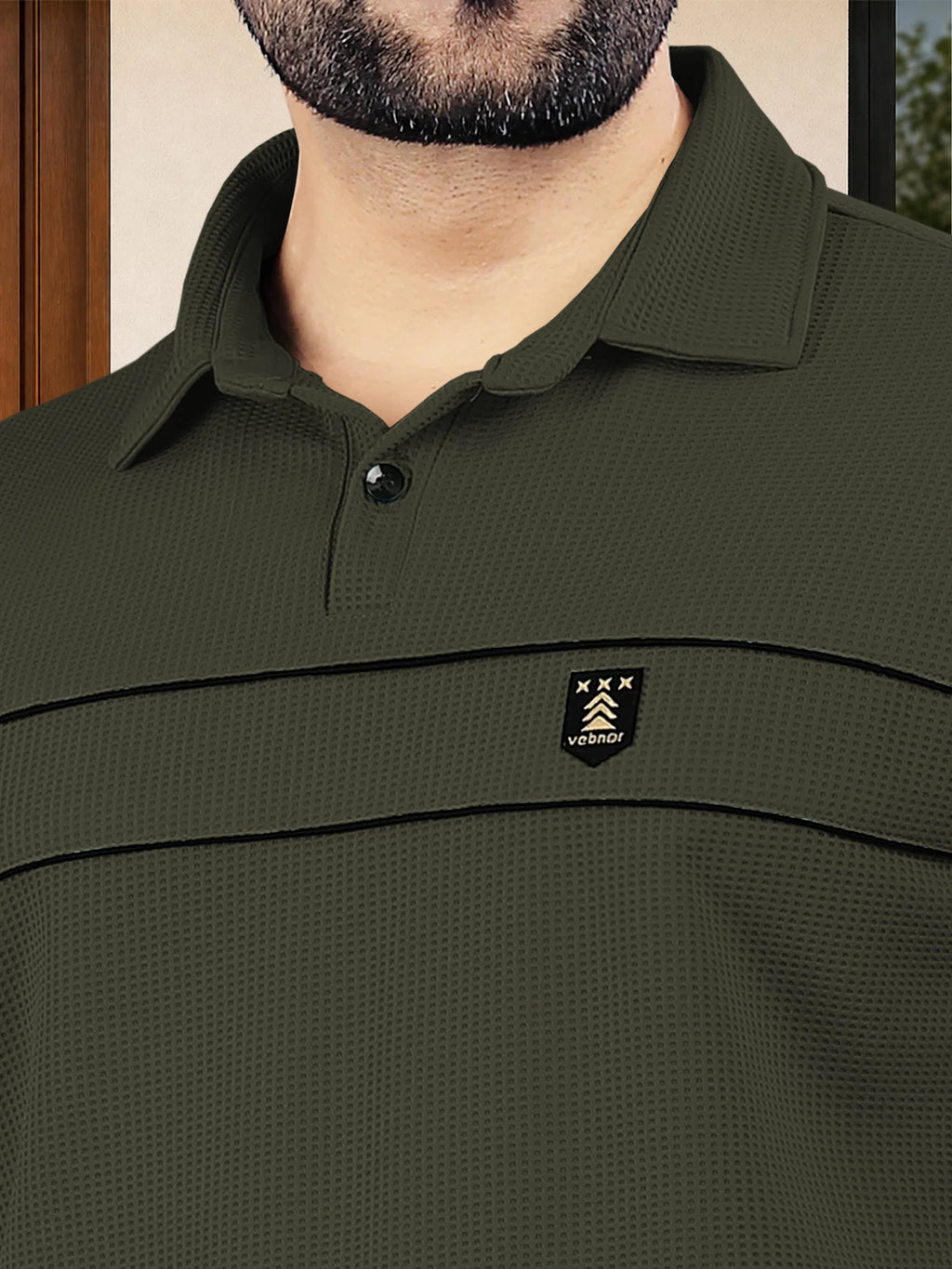 Men Solid Polo Neck Polyester Green T-Shirt